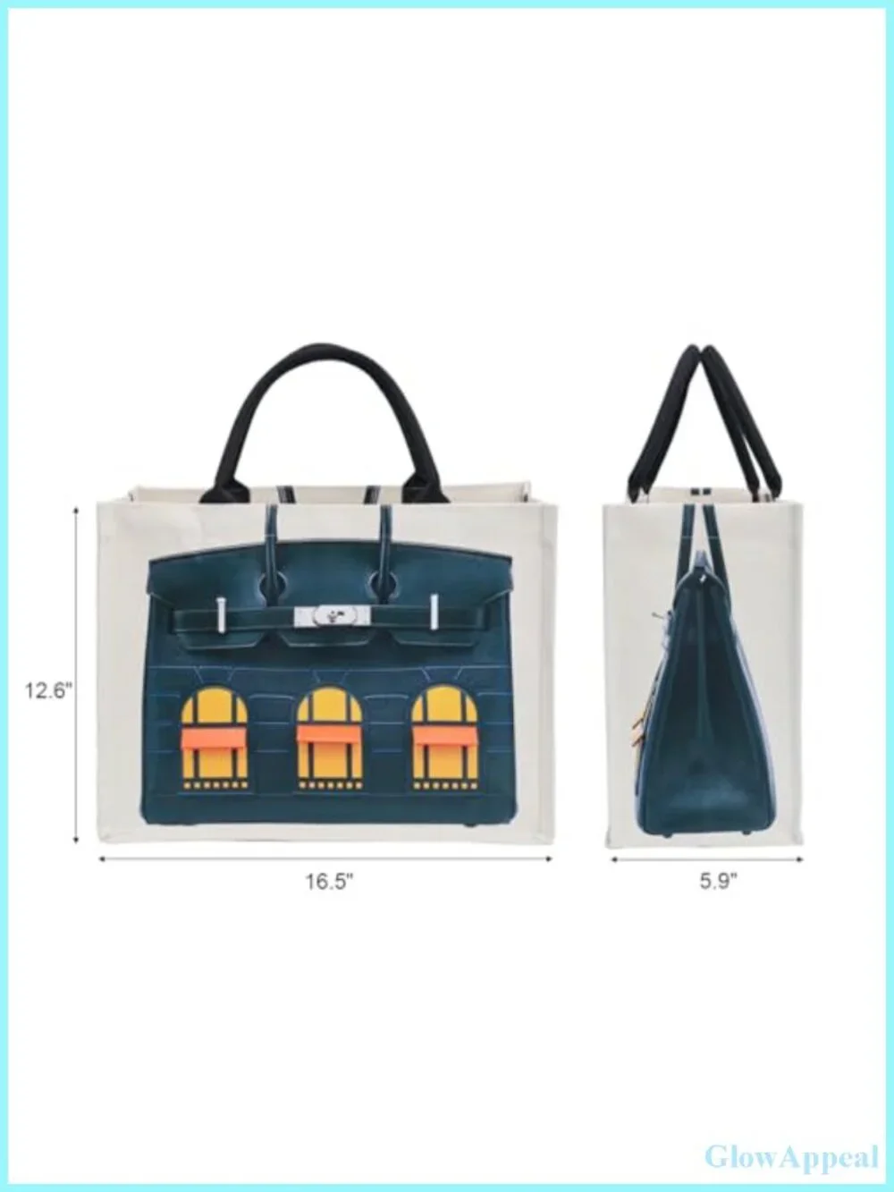Luxury Print Tote Bag, 16oz Canvas, Fits 15